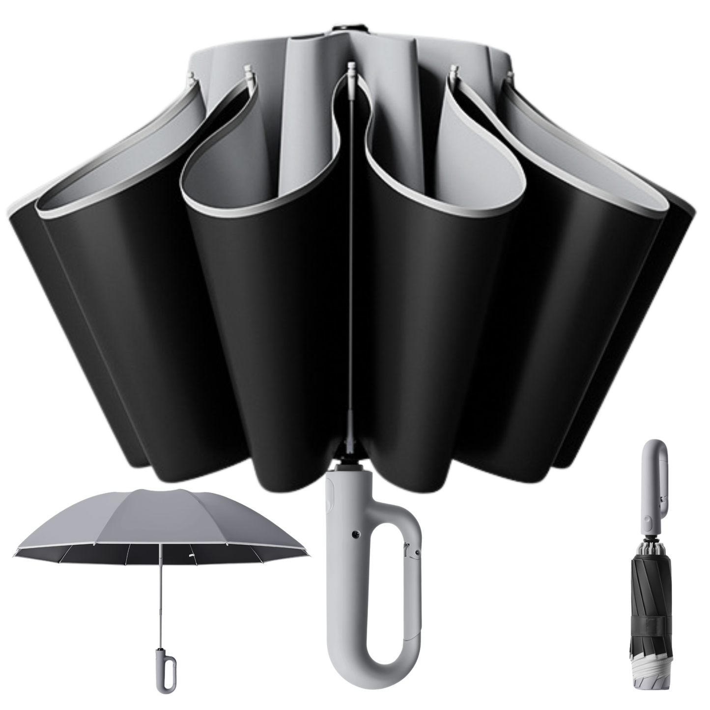 Modern Auto-Opening Umbrella 10-Rib Frame Hook Handle