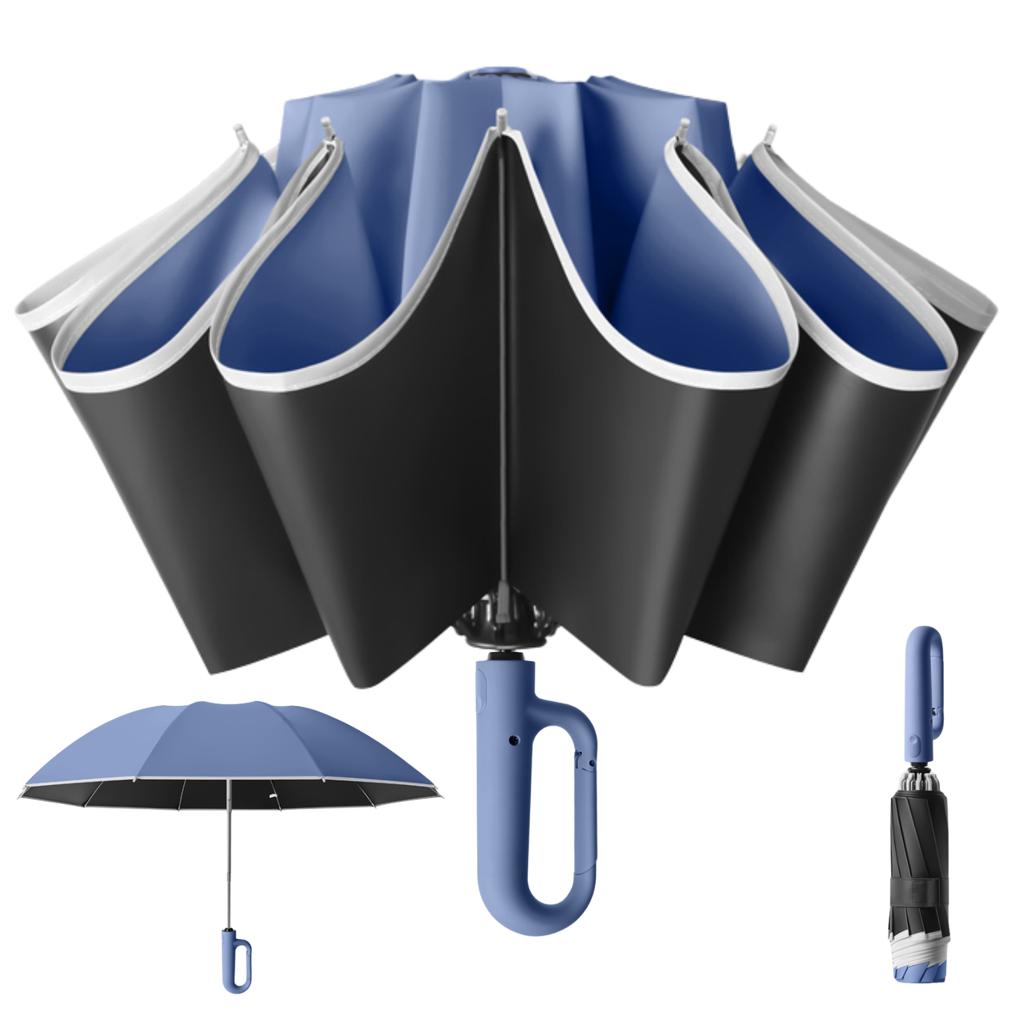 Modern Auto-Opening Umbrella 10-Rib Frame Hook Handle