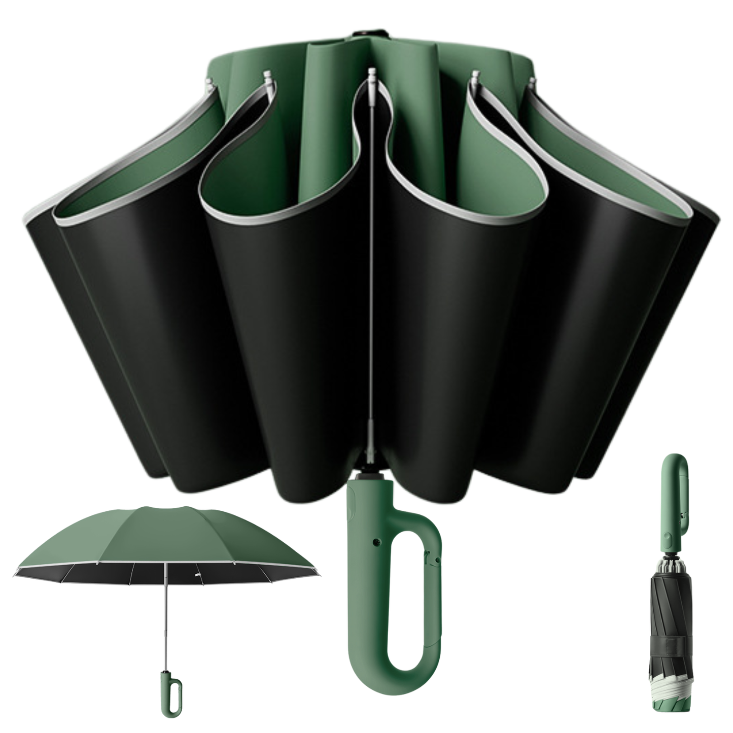 Modern Auto-Opening Umbrella 10-Rib Frame Hook Handle