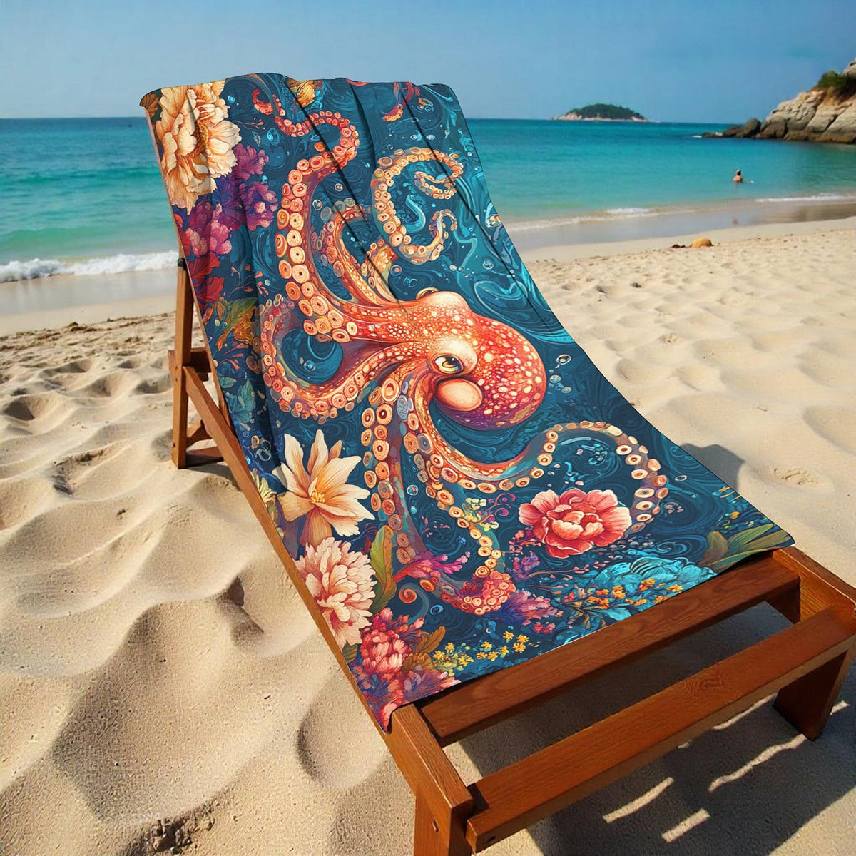 Aonana Octopus Printed Quick-Dry Beach Towel