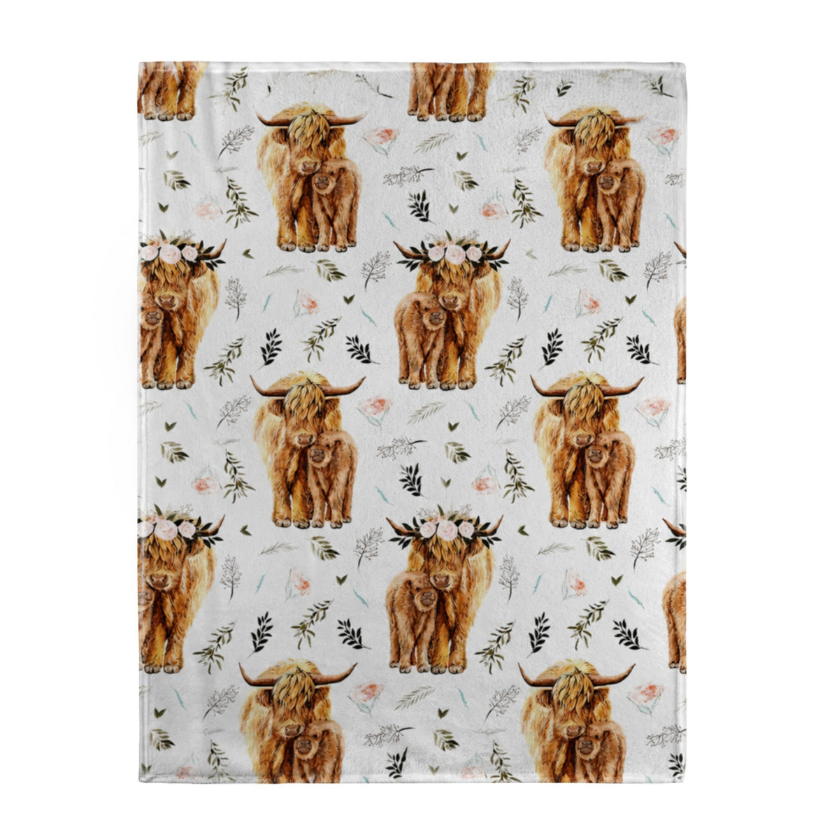 Aonana Mother&Daughter Highland Cow Flannel Blanket