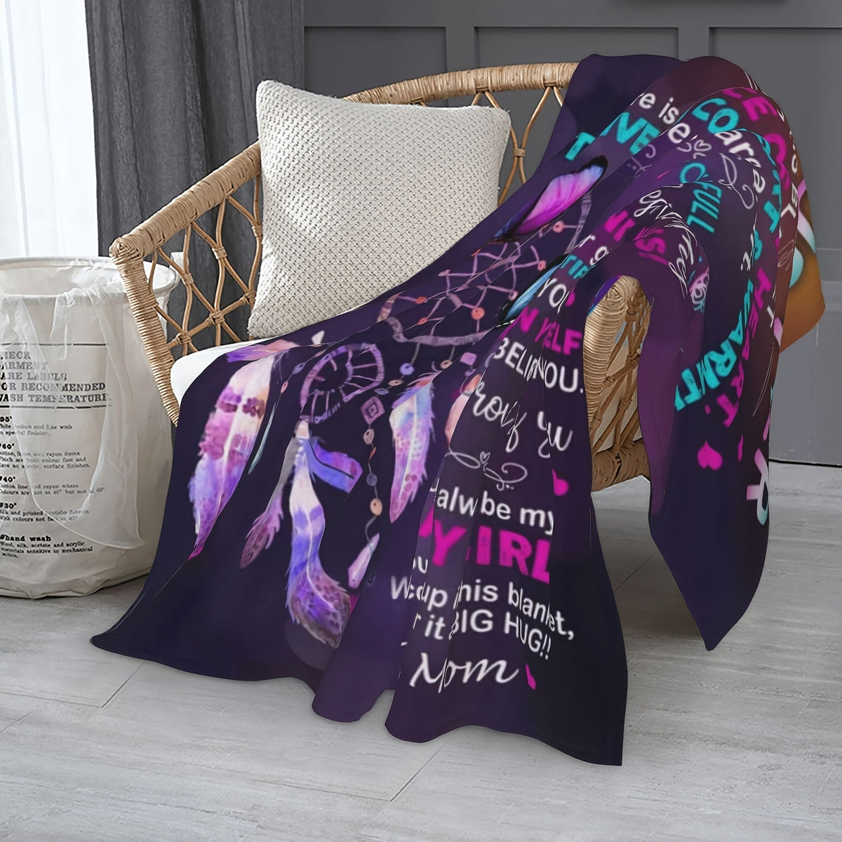 Aonana “To My Daughter” Butterfly Flannel Blanket