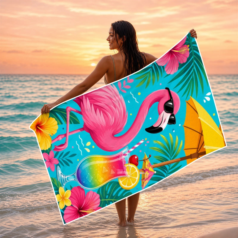 Aonana Flamingo Printed Quick-Dry Beach Towel