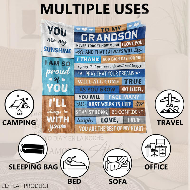 Aonana “To My Grandson” Blessings Flannel Blanket