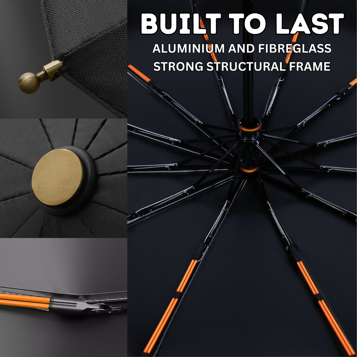 Classic Auto-Opening Umbrella 12-Rib Frame Wooden Handle
