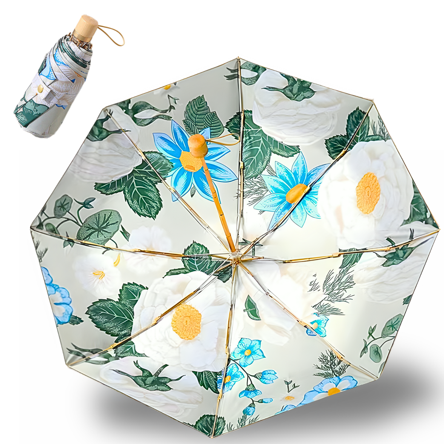 Giftoluck 8-rib Frame Double Layer Canopy Floral Umbrella