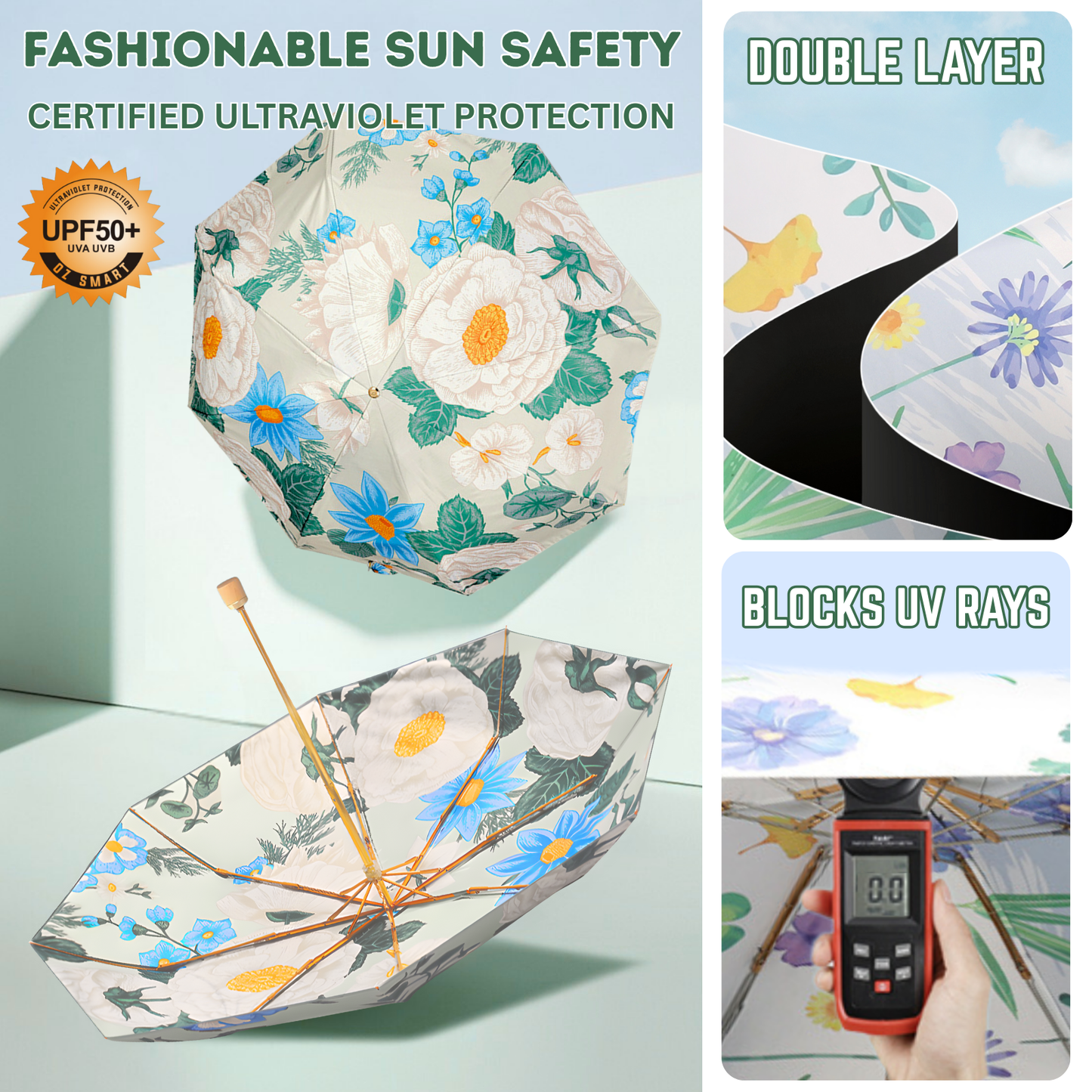 Giftoluck 8-rib Frame Double Layer Canopy Floral Umbrella