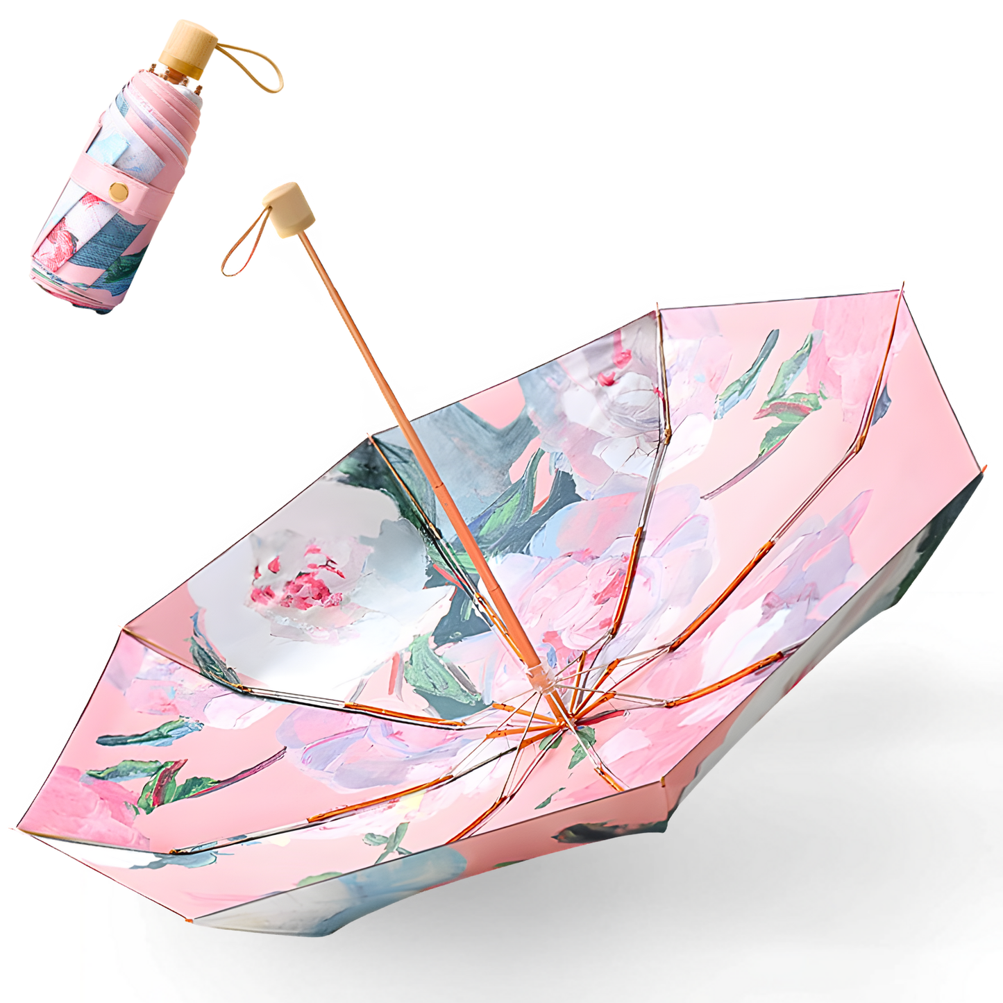 Giftoluck 8-rib Frame Double Layer Canopy Floral Umbrella