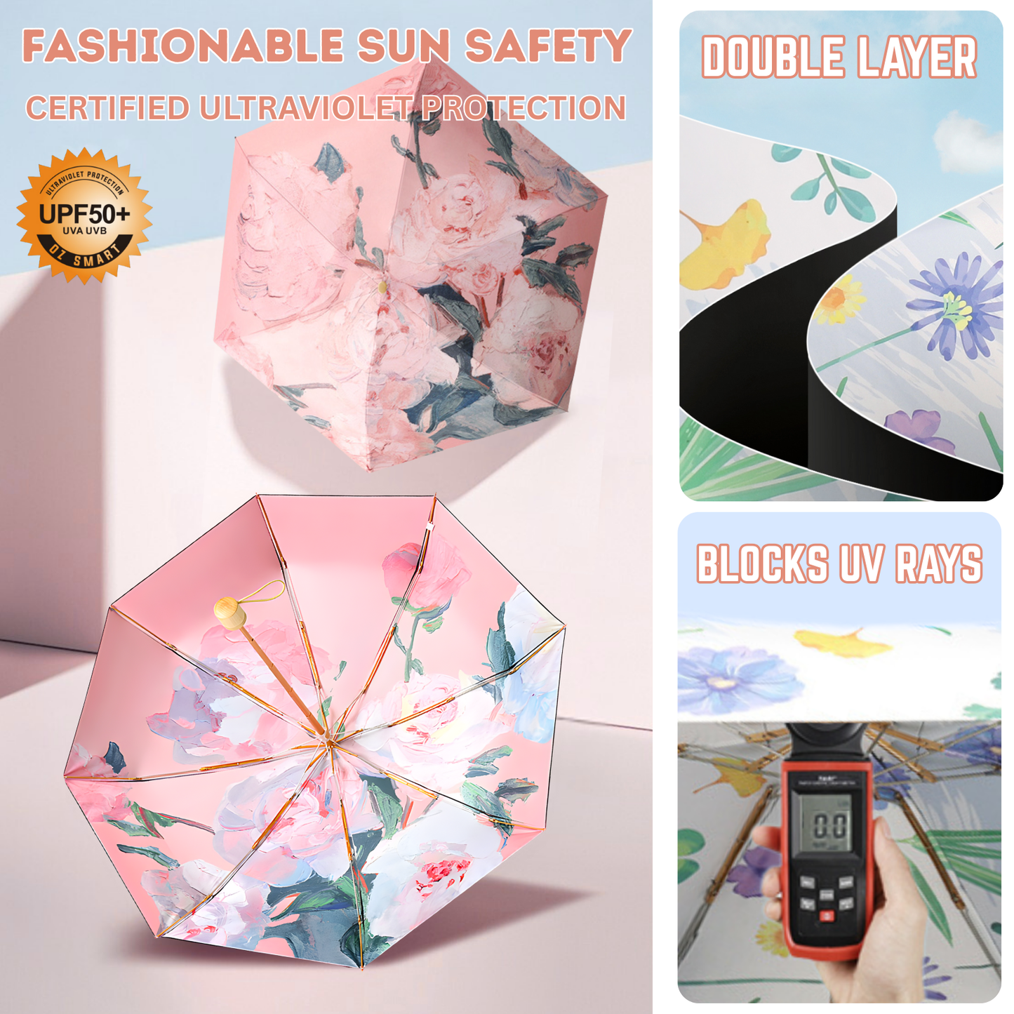 Giftoluck 8-rib Frame Double Layer Canopy Floral Umbrella