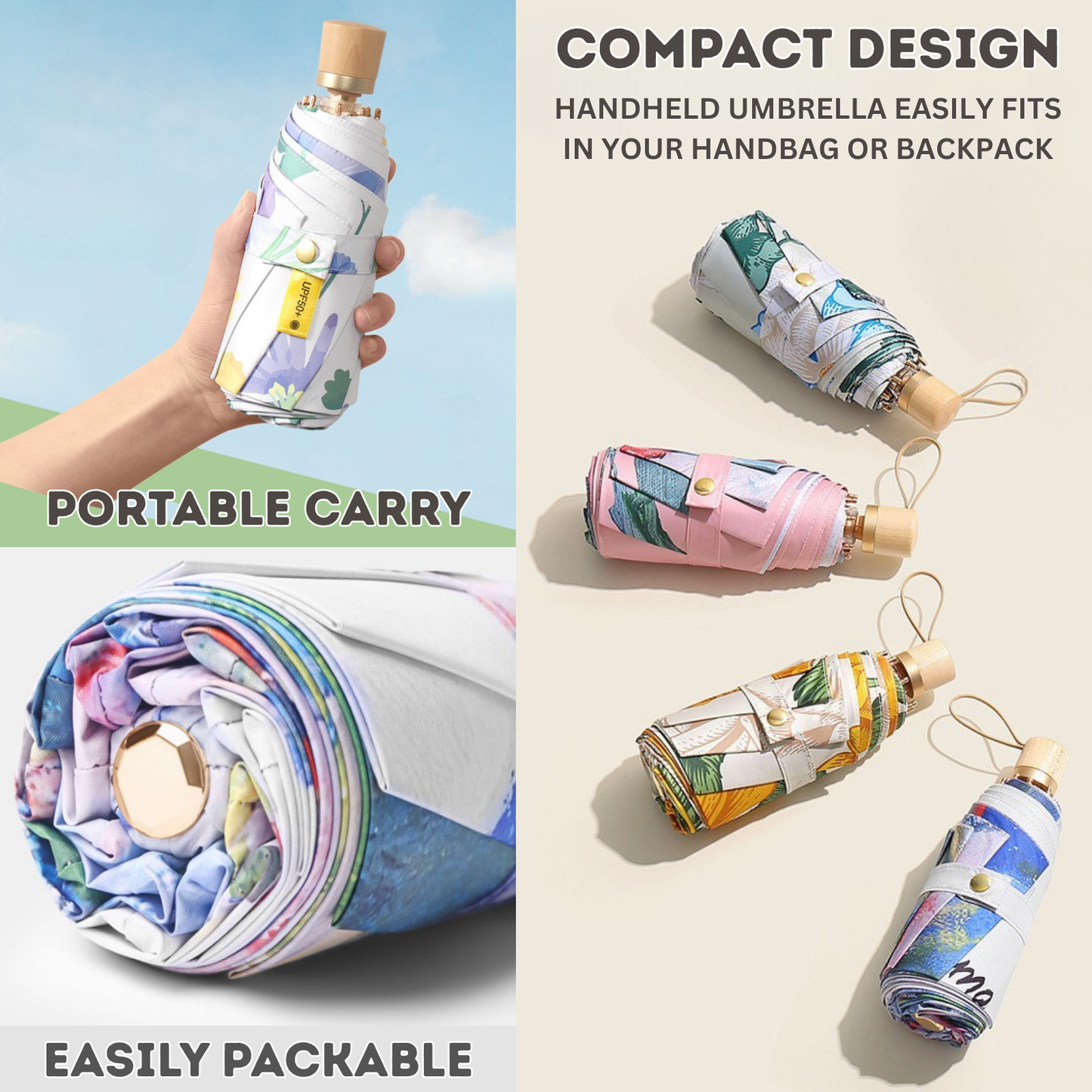 Giftoluck 8-rib Frame Double Layer Canopy Floral Umbrella
