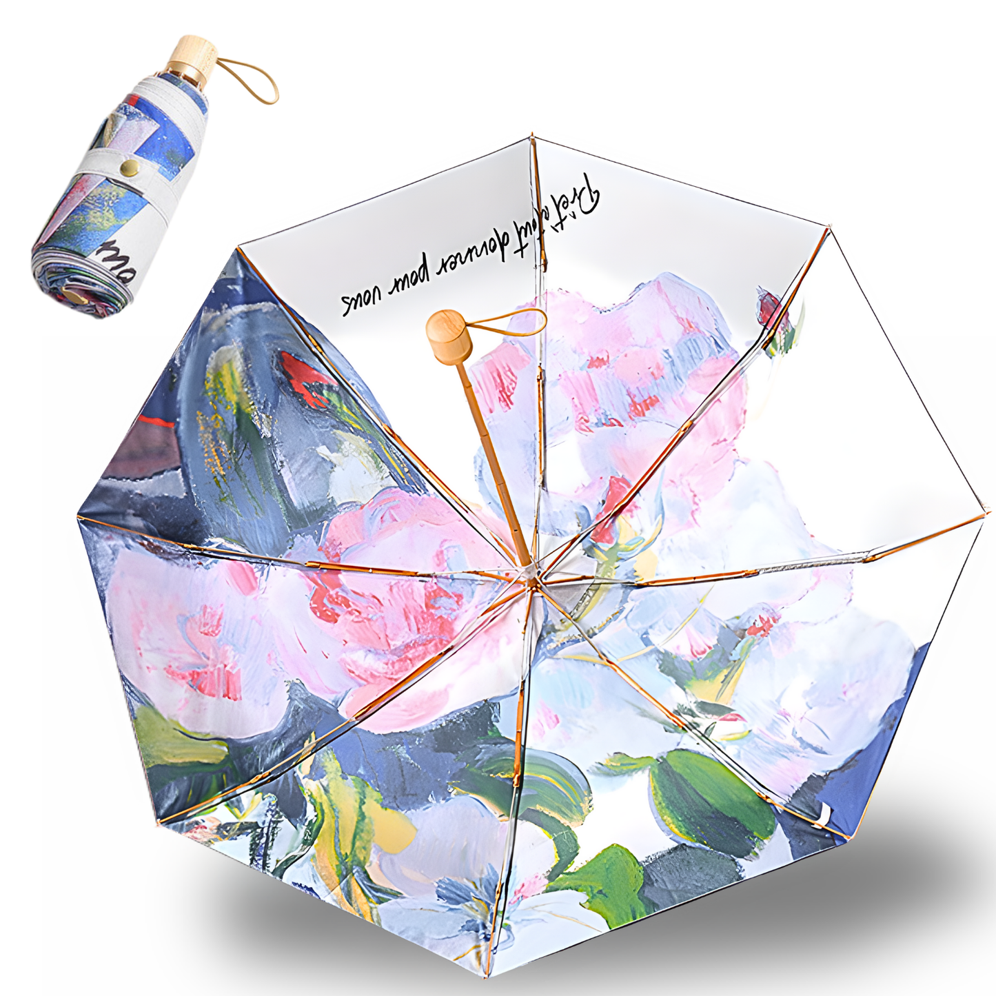 Giftoluck 8-rib Frame Double Layer Canopy Floral Umbrella