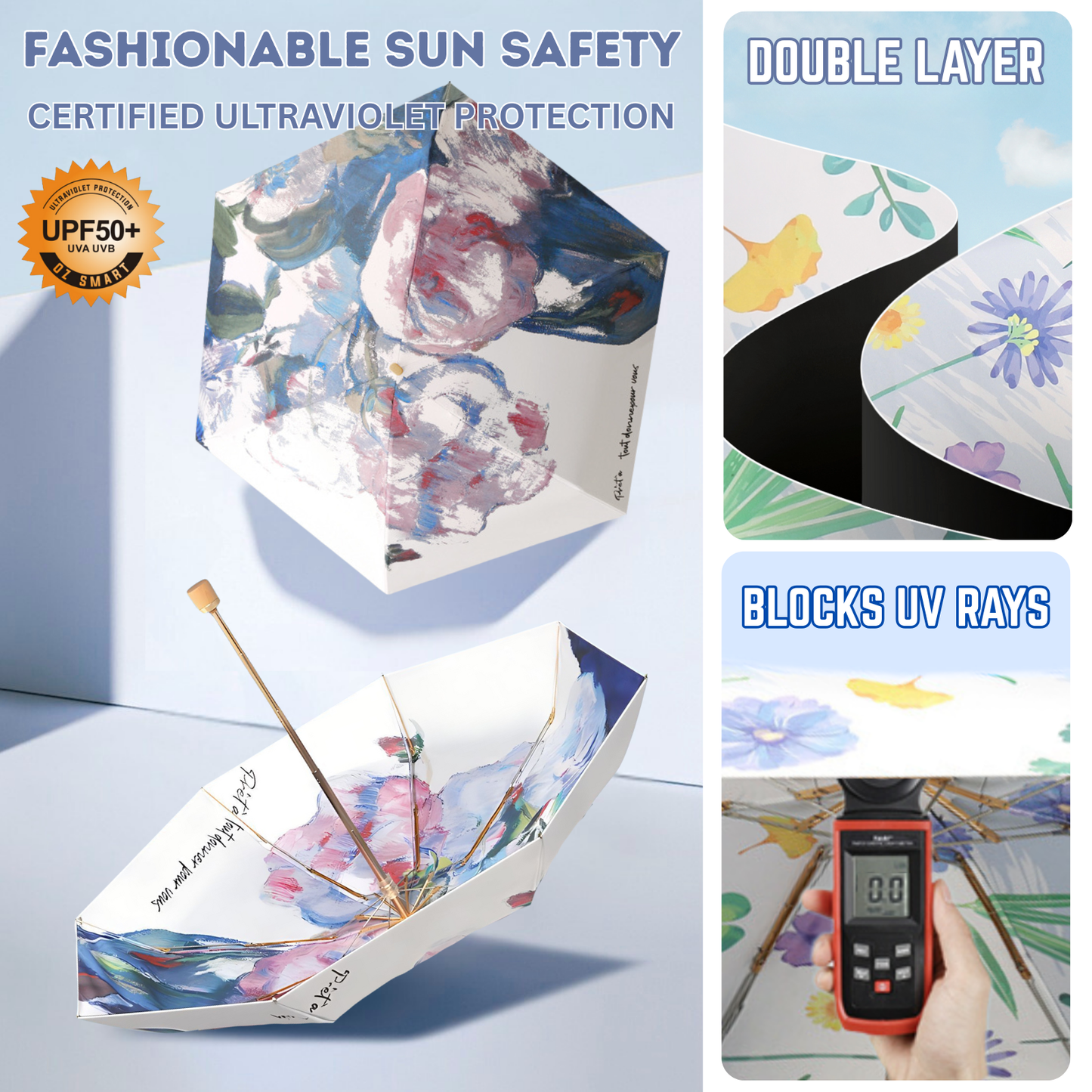 Giftoluck 8-rib Frame Double Layer Canopy Floral Umbrella