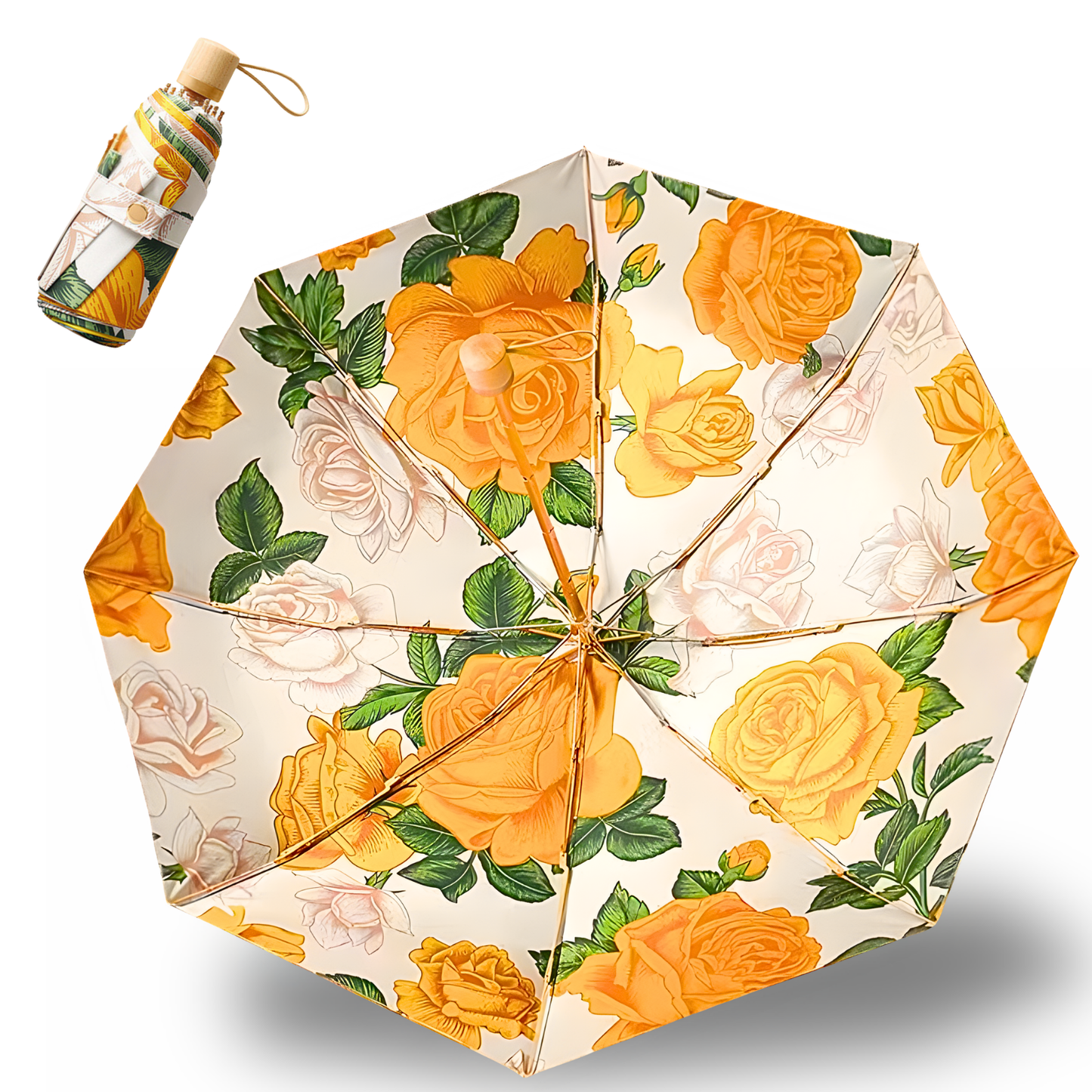 Giftoluck 8-rib Frame Double Layer Canopy Floral Umbrella
