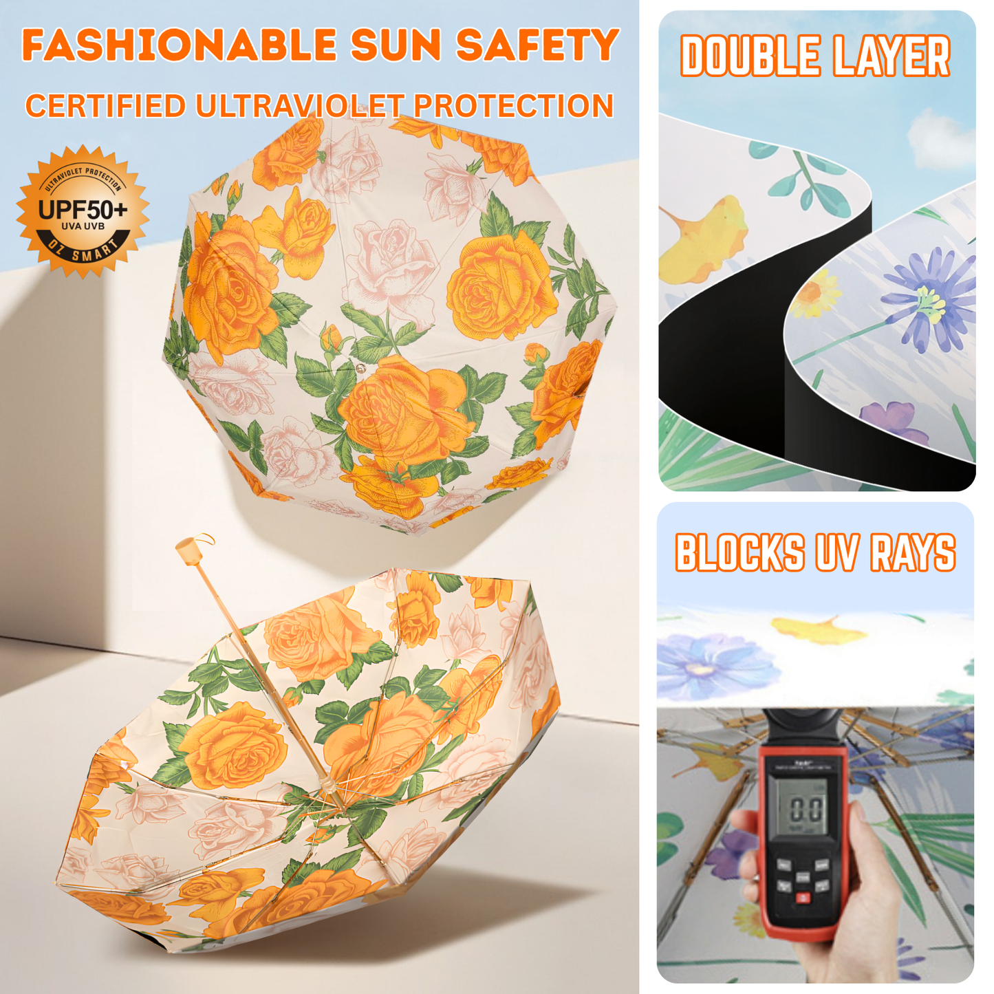 Giftoluck 8-rib Frame Double Layer Canopy Floral Umbrella