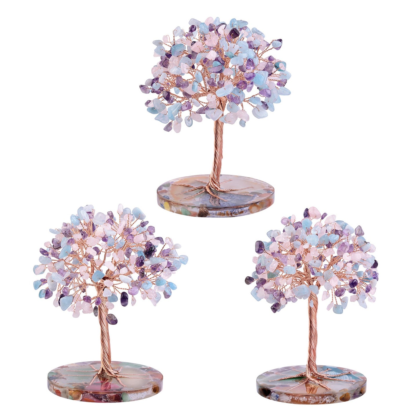 Giftoluck Round Agate Piece Base Healing Crystal Feng Shui Tree