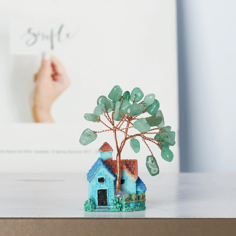 Giftoluck Mini Blue Castle Crystal Gravel Ornaments Feng Shui Tree