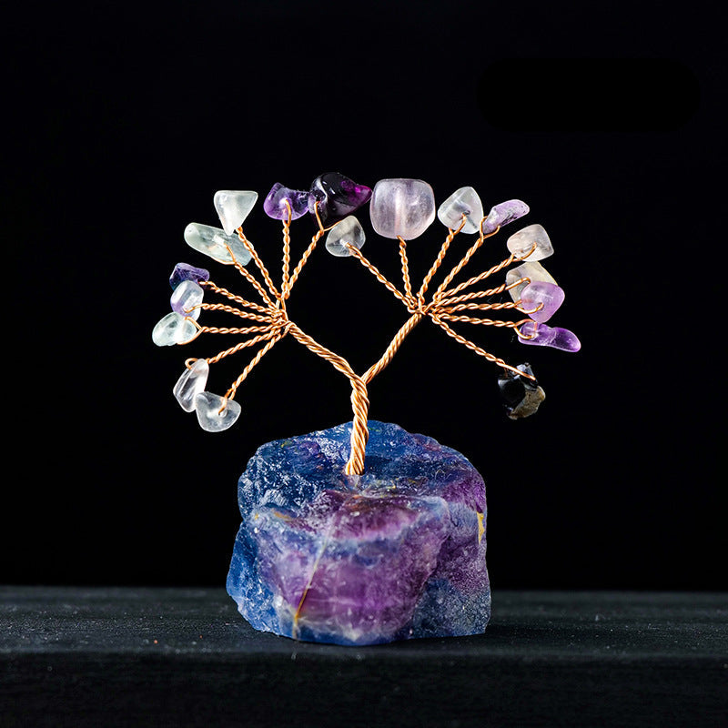 Giftoluck Natural Colorful Crystal Gravel Feng Shui Tree