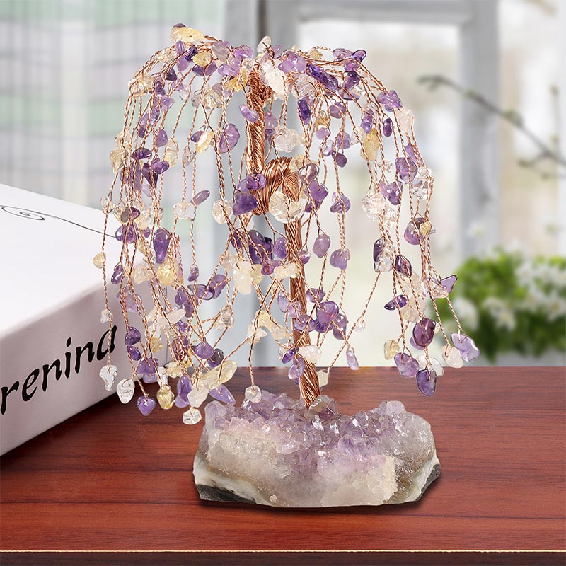 GiftoLuck Natural Crystal Stone Feng Shui Tree