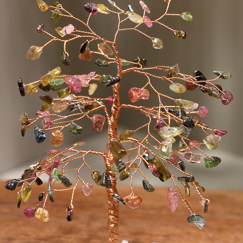 Giftoluck Tourmaline Gravel Clear Crystal Base Feng Shui Tree