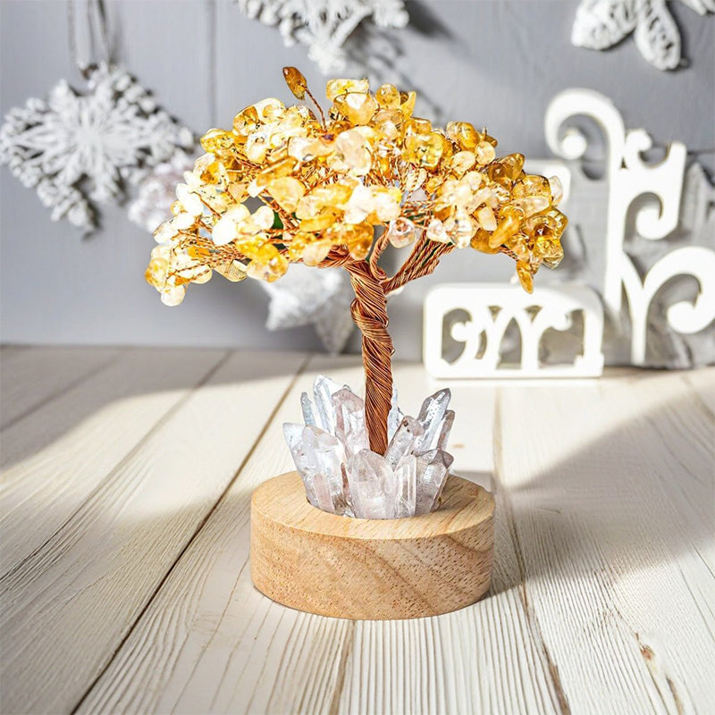 Giftoluck Citrine Crystal Feng Shui Tree Lamp
