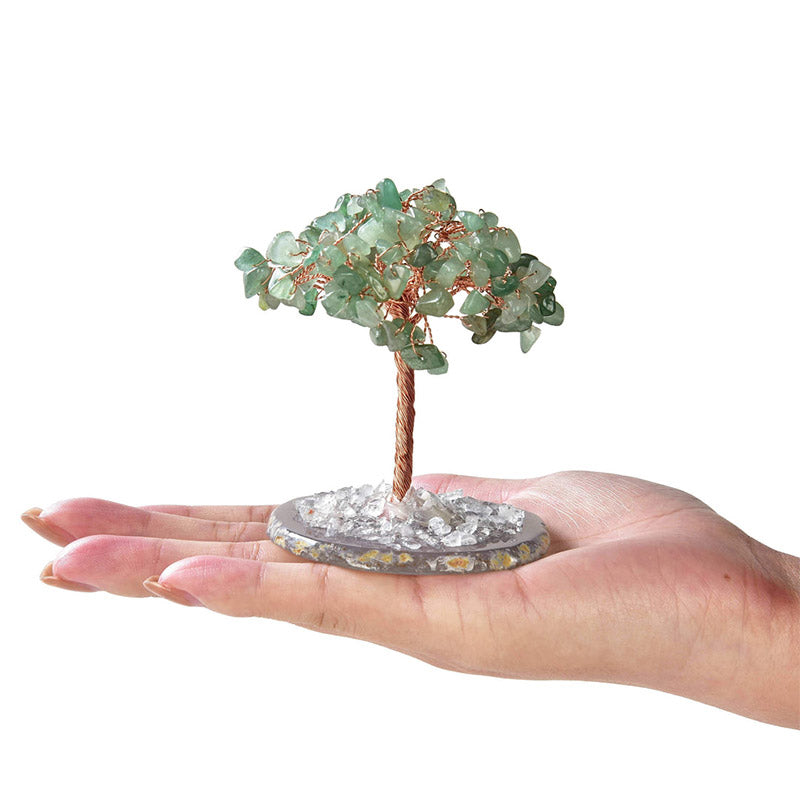 Giftoluck Aventurine Natural Gemstone Feng Shui Tree with Agate Base