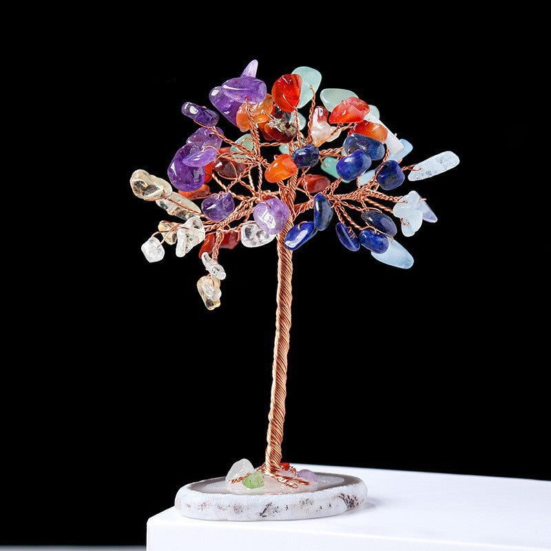 Giftoluck Natural Colorful Crystal Gravel Feng Shui Tree