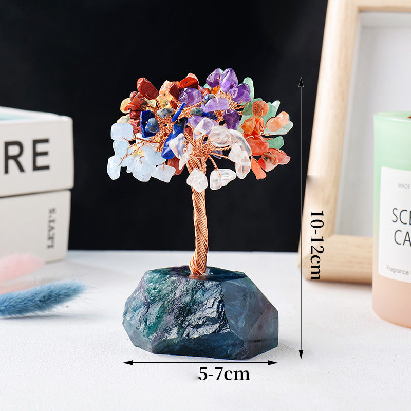 Giftoluck Chakra Crystal Gravel Raw Stone Base Feng Shui Tree