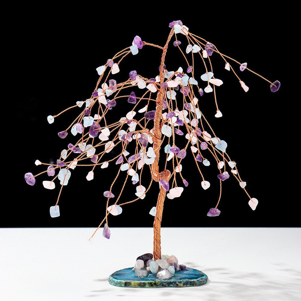 Giftoluck Natural Colorful Crystal Gravel Feng Shui Tree