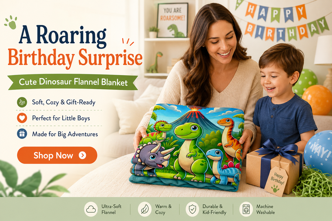 🦖 Cute Dinosaur Flannel Blanket: A Roaring Birthday Gift for Kindergarten Boys