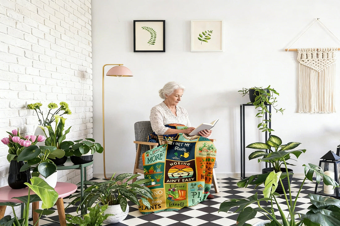 🌿 Home Is Where My Plants Are: Why a Plant Lover Flannel Blanket Is the Perfect Gift for Mom 💖