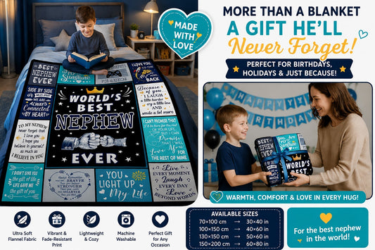💙 To My Nephew Flannel Blanket – A Heartfelt Gift from Aunt & Uncle for Birthdays, Christmas, Graduation & Every Special Moment