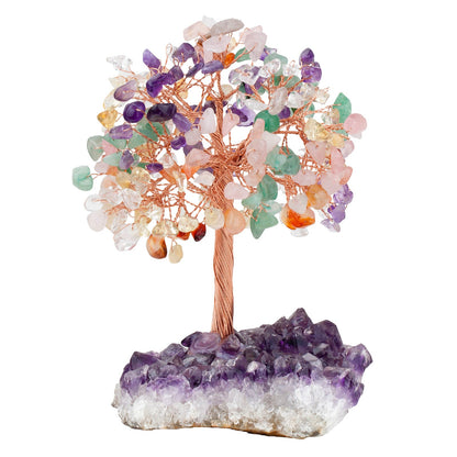 Giftoluck Natural Amethyst Flower Irregular Base Feng Shui Tree