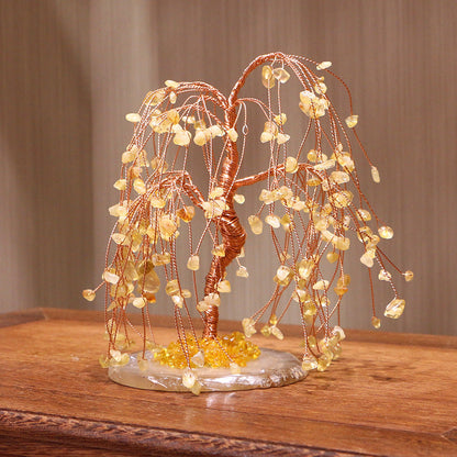 Giftoluck Citrine Gravel Weeping Willow Feng Shui Tree