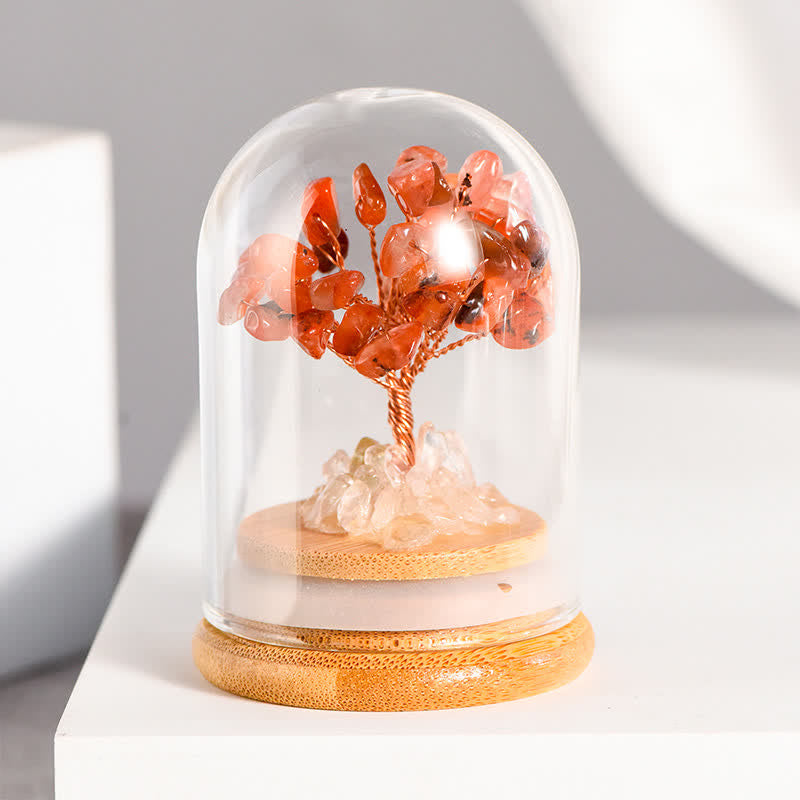 GiftoLuck Natural Crystal Gravel Glass Cover Feng Shui Tree
