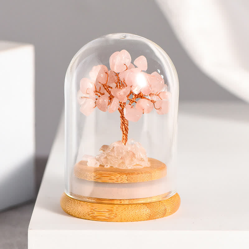 GiftoLuck Natural Crystal Gravel Glass Cover Feng Shui Tree