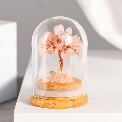 GiftoLuck Natural Crystal Gravel Glass Cover Feng Shui Tree