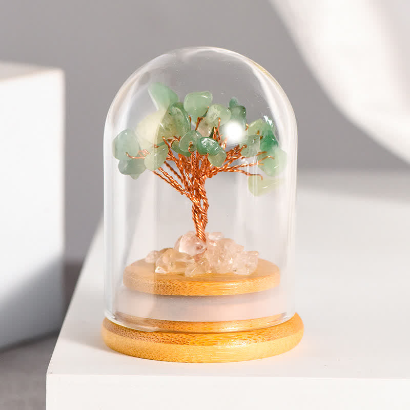 GiftoLuck Natural Crystal Gravel Glass Cover Feng Shui Tree