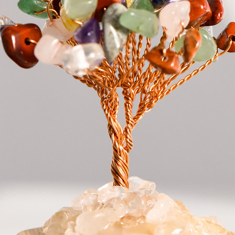 GiftoLuck Natural Crystal Gravel Glass Cover Feng Shui Tree