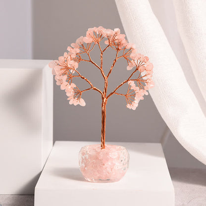GiftoLuck Natural Crystal Gravel Glass Bowl Feng Shui Tree