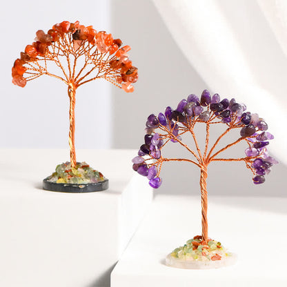 GiftoLuck Natural Crystal Gravel Agate Base Feng Shui Tree