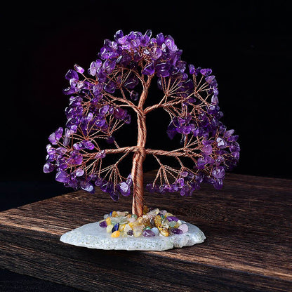 GiftoLuck Colored Agate Gravel Base Feng Shui Tree