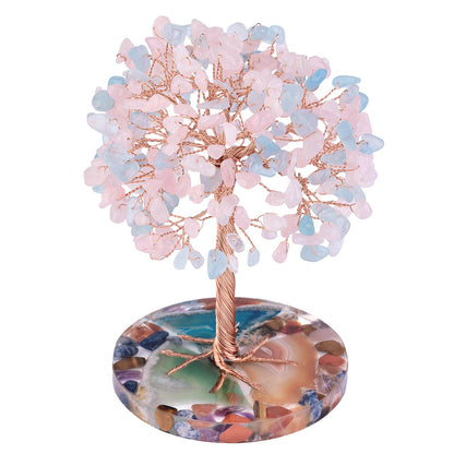 Giftoluck Round Agate Piece Base Healing Crystal Feng Shui Tree