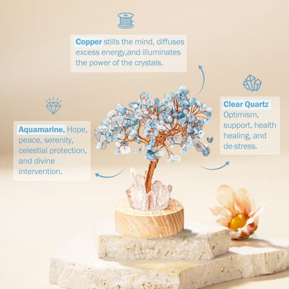 Giftoluck Aquamarine Crystal Feng Shui Tree Lamp