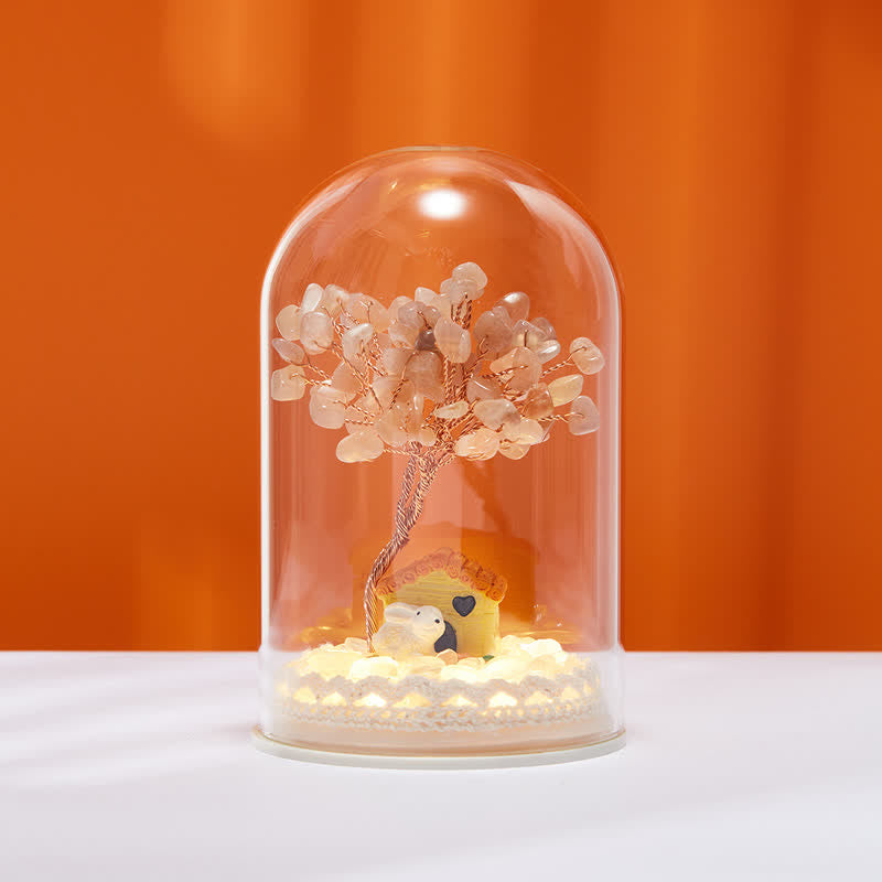 Giftoluck Natural Crystal Glass Cover Feng Shui Tree Decoration