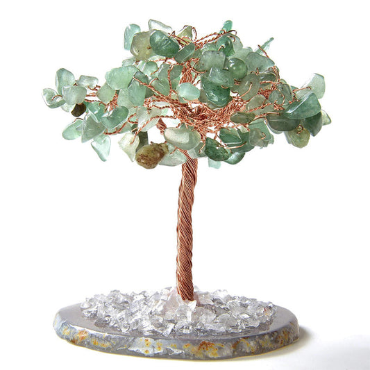 Giftoluck Aventurine Natural Gemstone Feng Shui Tree with Agate Base