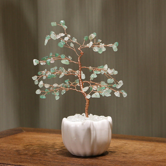 Giftoluck Crystal Gravel Ceramic Pot Base Feng Shui Tree