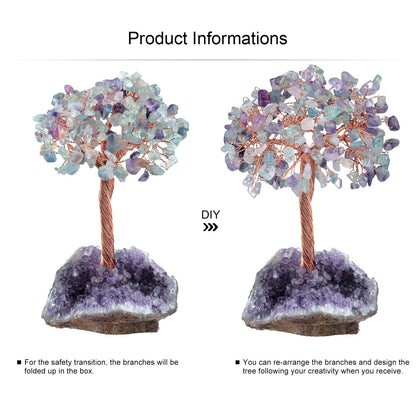 Giftoluck Natural Amethyst Flower Irregular Base Feng Shui Tree