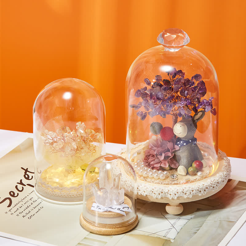 Giftoluck Natural Crystal Glass Cover Feng Shui Tree Decoration