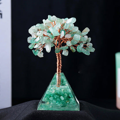 Giftoluck Natural Crystal Gravel Pyramid Base Feng Shui Tree