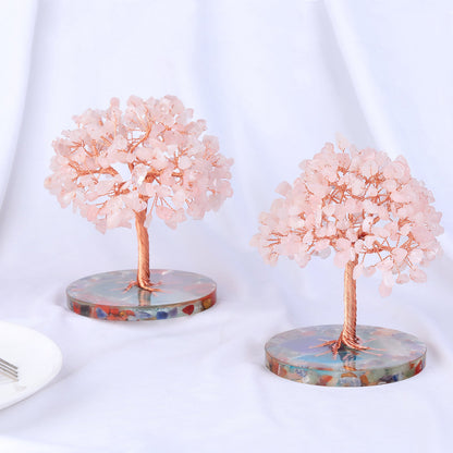 Giftoluck Round Agate Piece Base Healing Crystal Feng Shui Tree